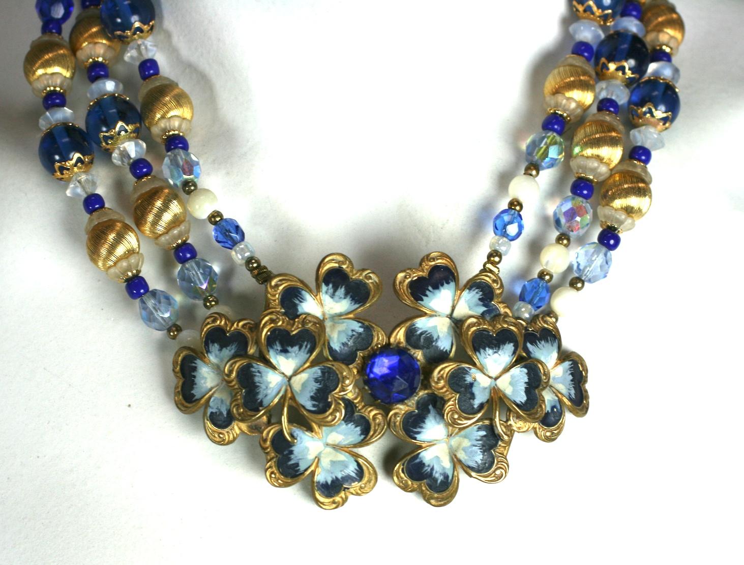 Women's Attractive Beaded Necklace with Victorian Enamel Buckle For Sale