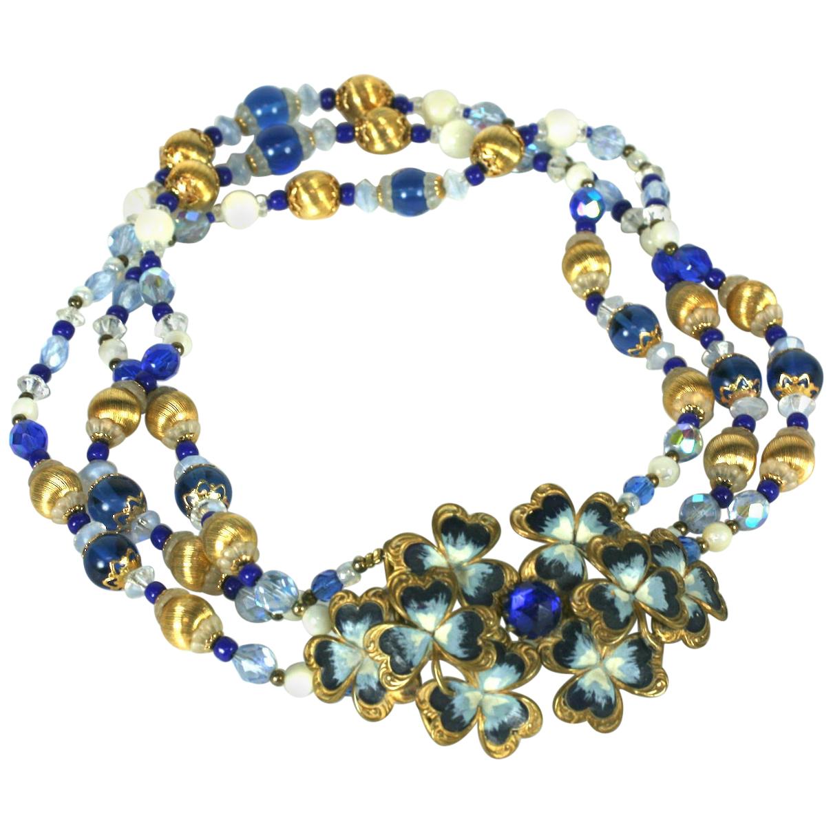 Attractive Beaded Necklace with Victorian Enamel Buckle For Sale