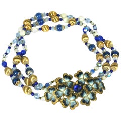 Vintage Attractive Beaded Necklace with Victorian Enamel Buckle