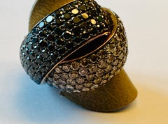 Attractive Black and Champagne Diamond Crossover Ring in 18 Karat Rose Gold