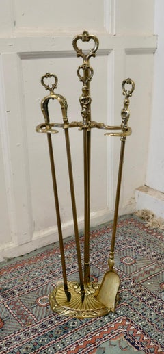 Attractive Brass Fireside Companion Set, Fireside Tools