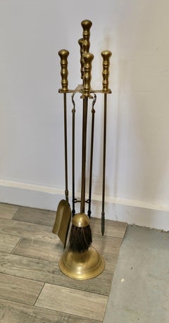Attractive Brass Fireside Companion Set, Fireside Tools