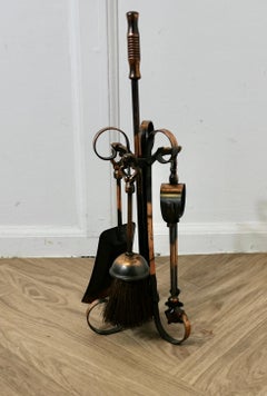 Attractive Brass Fireside Companion Set, Fireside Tools