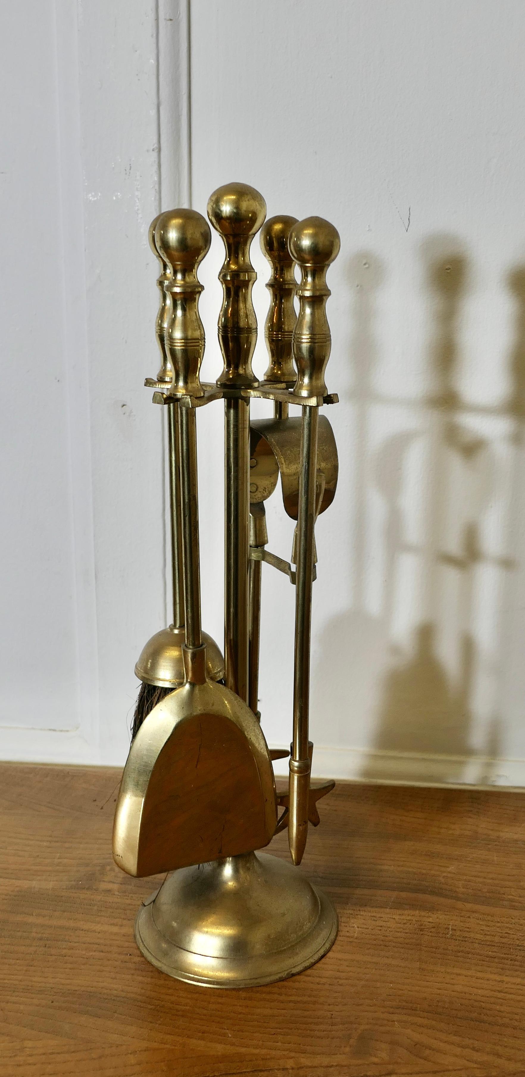 Mid-20th Century Attractive Brass Fireside Companion Set, Fireside Tools    For Sale