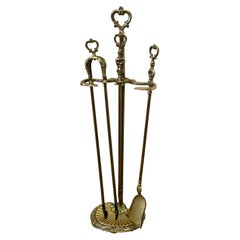 Antique Attractive Brass Fireside Companion Set, Fireside Tools