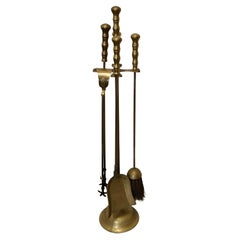 Antique Attractive Brass Fireside Companion Set, Fireside Tools