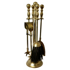 Antique Attractive Brass Fireside Companion Set, Fireside Tools   