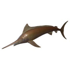 Attraktiver Bronze-Marlin- Schwert-Fisch-Skulptur, Vintage, dekorative Kunst