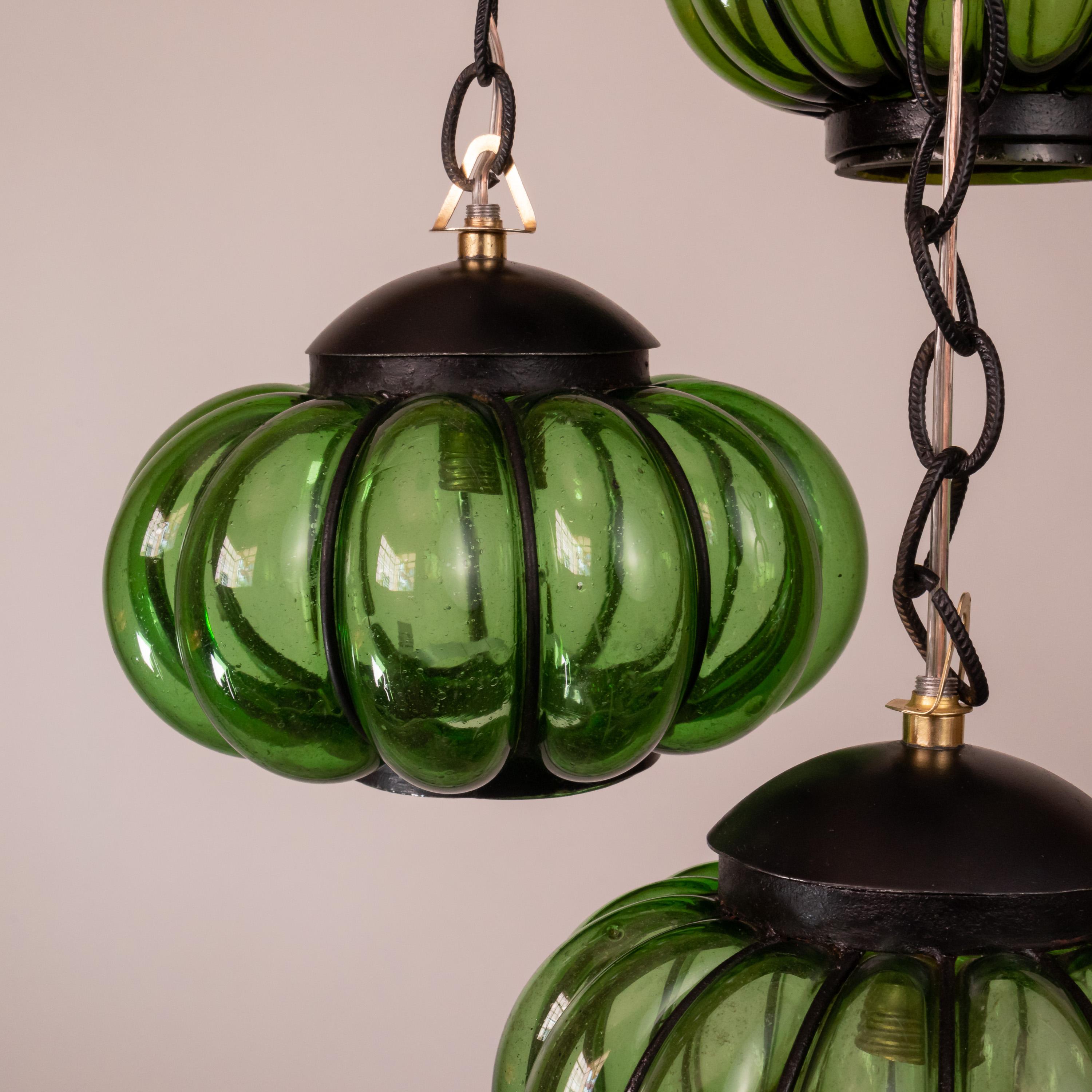 green chandelier shades