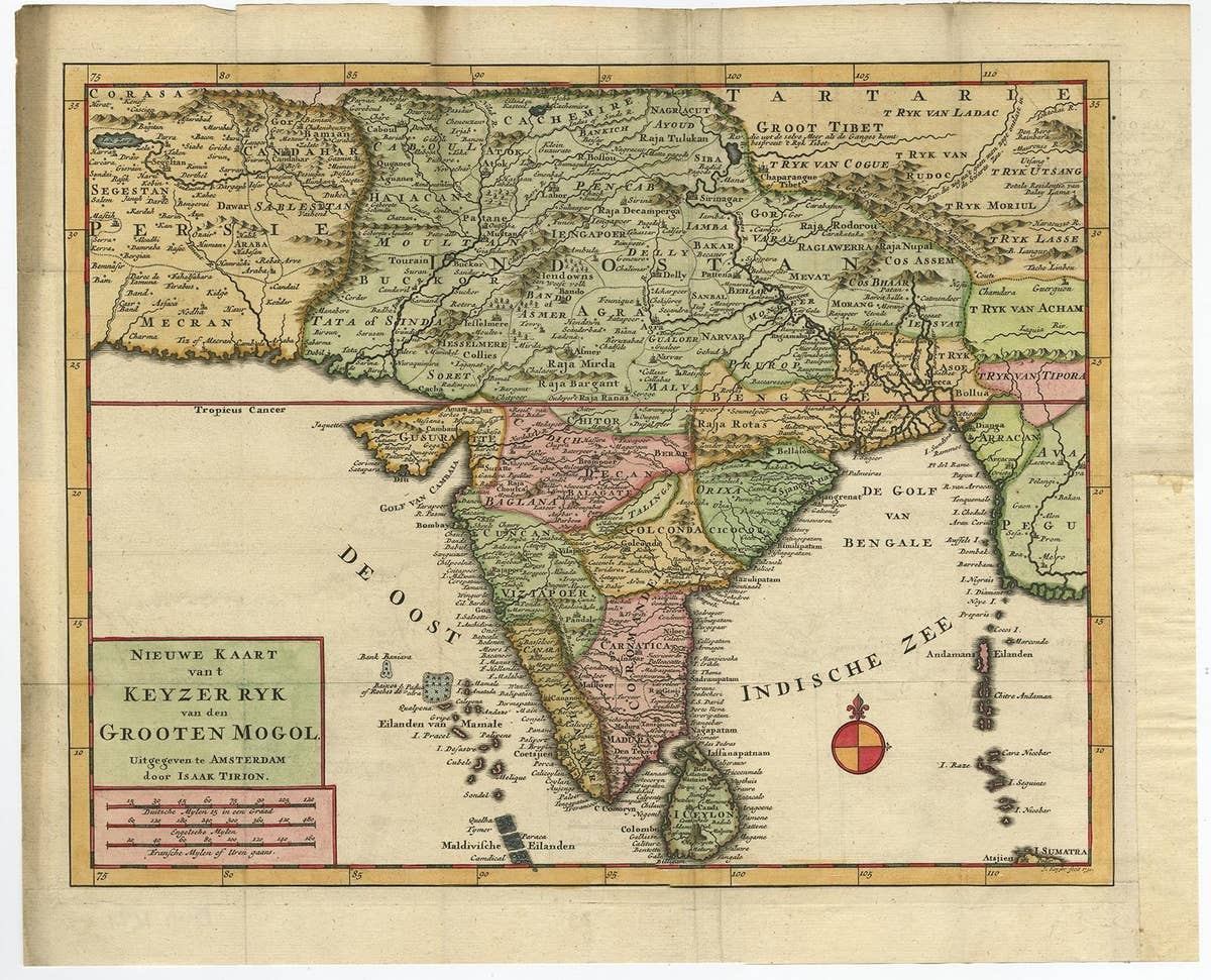 Attractive Detailed Map of the Empire of the Great Mogul, Incl India, 1731