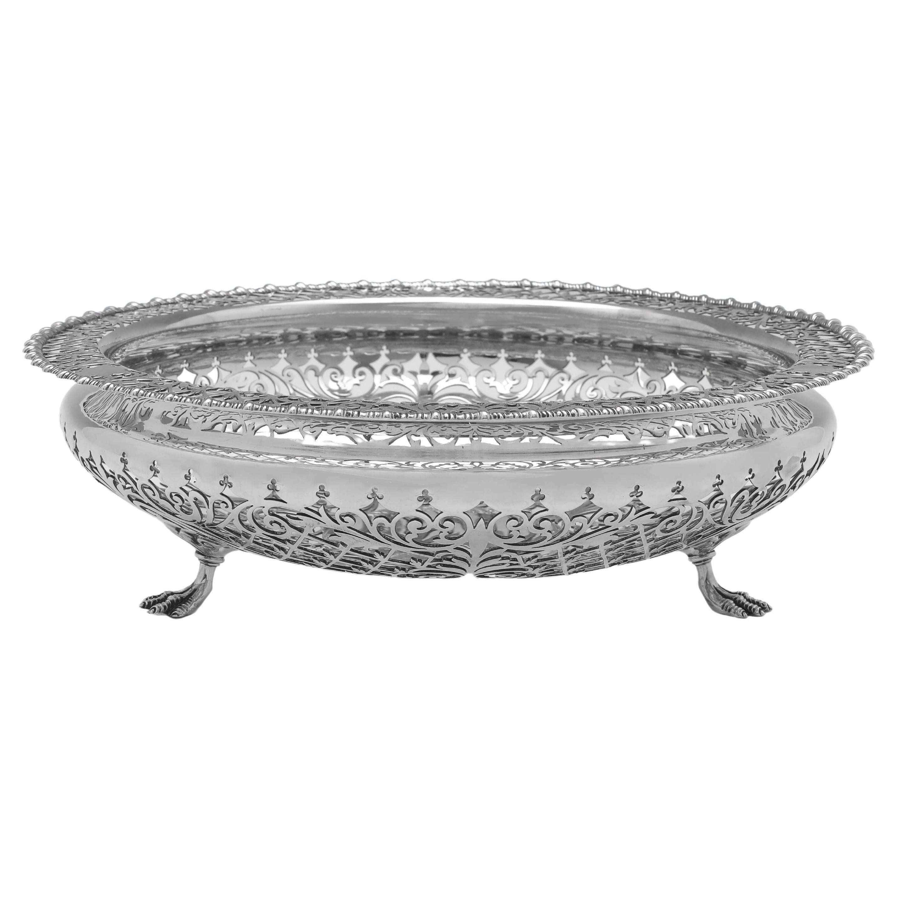 Attractive Edwardian Antique English Silver Bowl or Dish, Sheffield 1905 For Sale