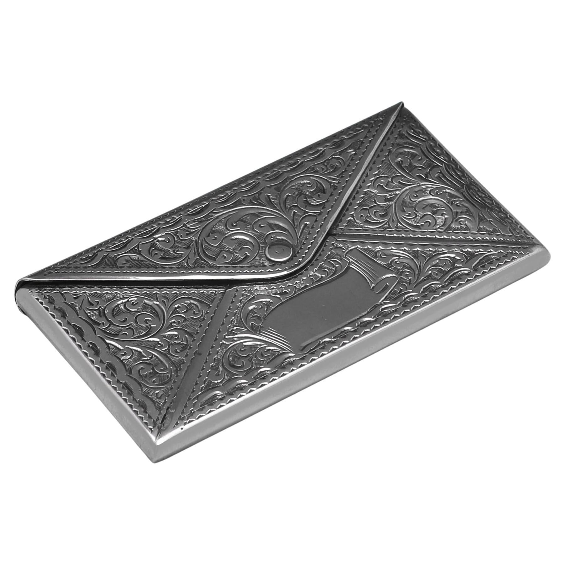 Joli porte-cartes édouardien en argent sterling ancien, poinçonné en 1904.