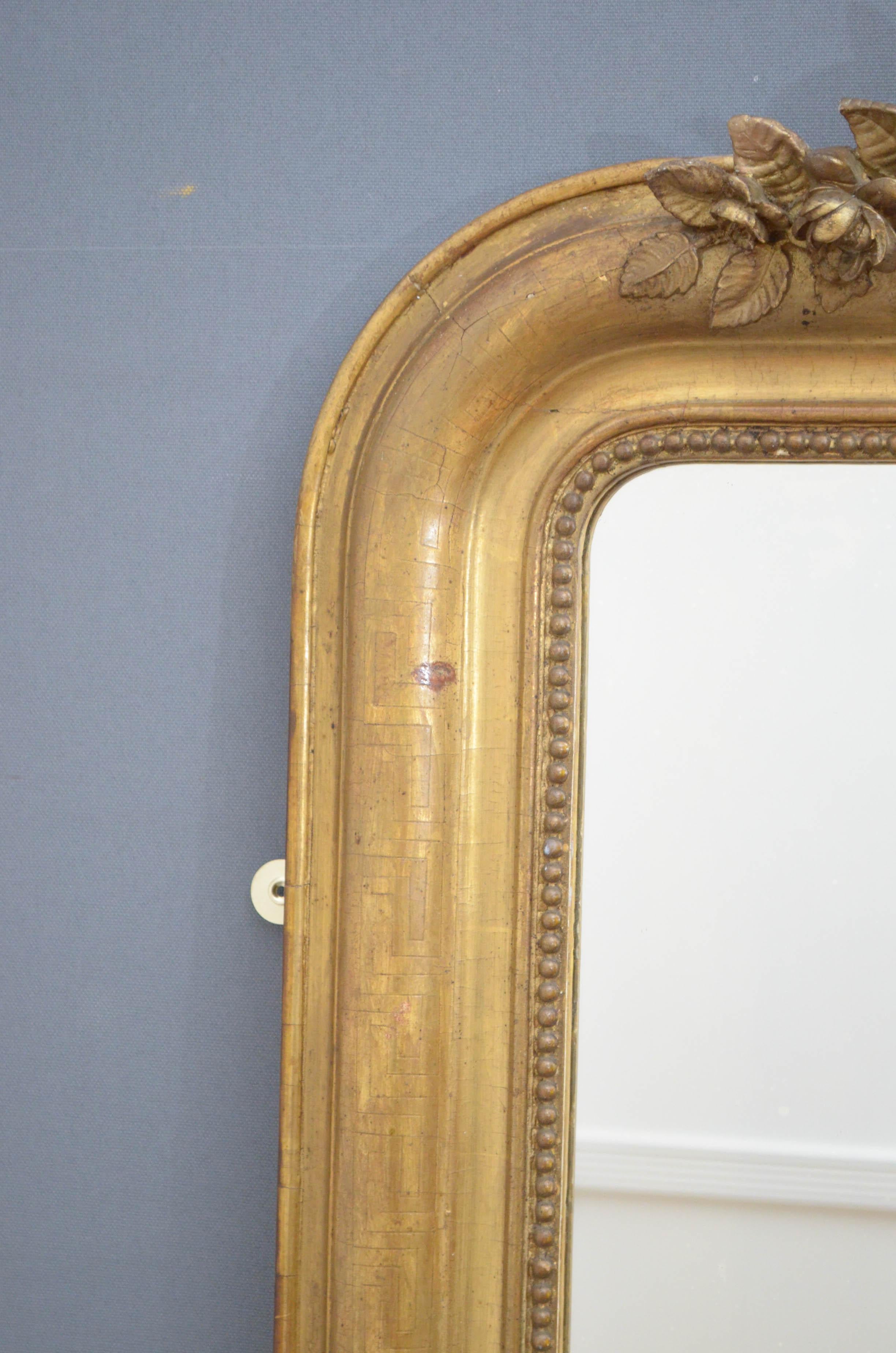 Attractive French Giltwood Mirror In Good Condition In Whaley Bridge, GB