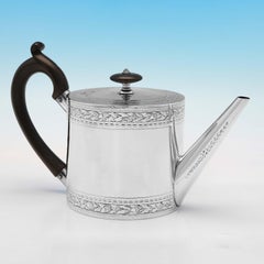 Attractive, George III 18th Century Sterling Silver 'Drum' Teapot - London 1798