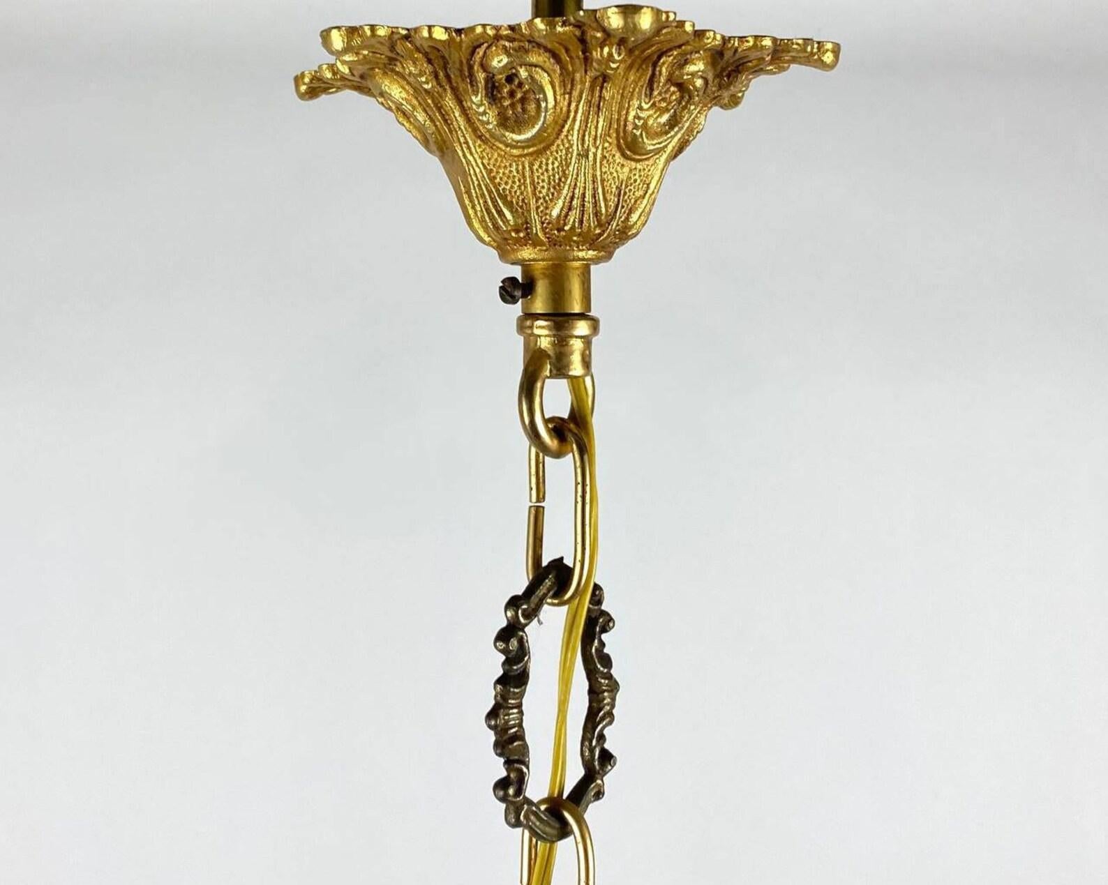 Attractive Gilt Brass Chandelier  6-Arm French Ceiling Lamp, 1960s For Sale 5