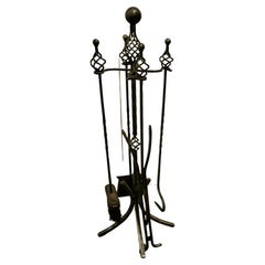 Attractive Gothic Style Fireside Companion Set, Fireside Tools