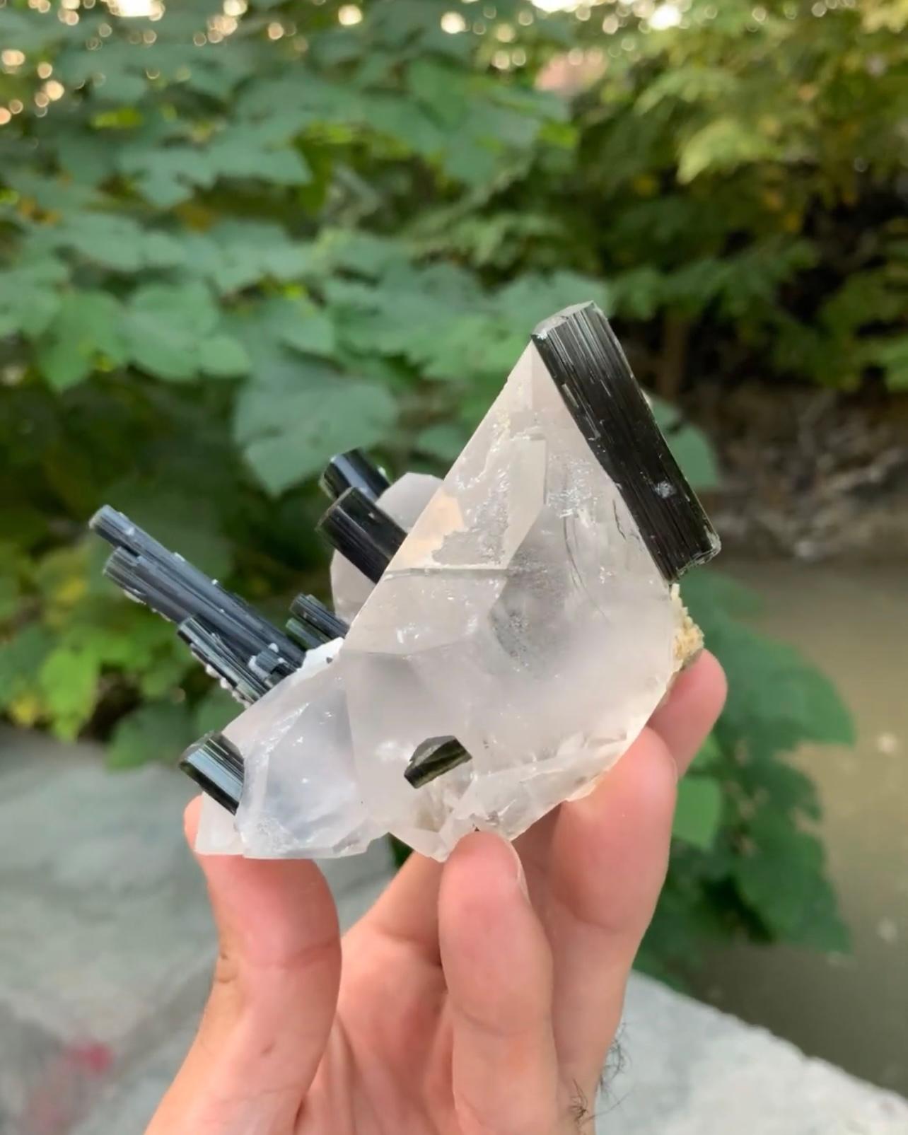 Other Attractive Green Cap Tourmaline Crystals On Clear Quartz From Pakistan For Sale