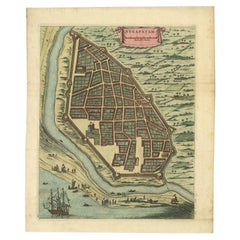 Attractive Hand-Colored Antique Plan of Nagapattinam in India, 1744