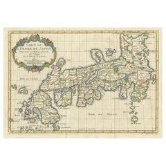 Attraente mappa antica del Giappone colorata a mano, pubblicata nel 1752
