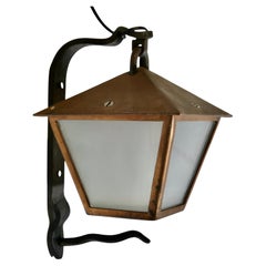 Attractive Iron and Copper Wall Lantern  This is a good size Copper Wall Lantern