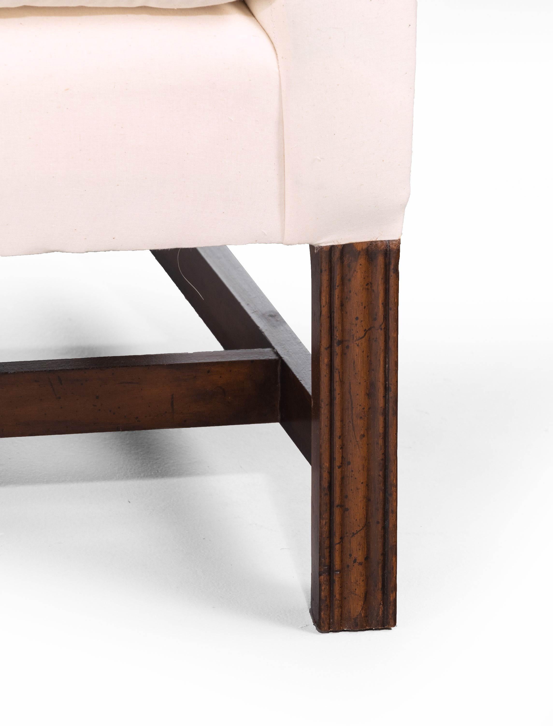 English Attractive Mahogany Framed Camelback Sofa in the Manner of Thomas Chippendale