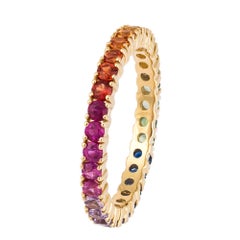 Attractive Multisapphire Diamond Rose Gold 18K Ring for Her