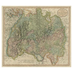 Attractive Original Hand-Colored Map of the Swabia Region of Germany, 1799