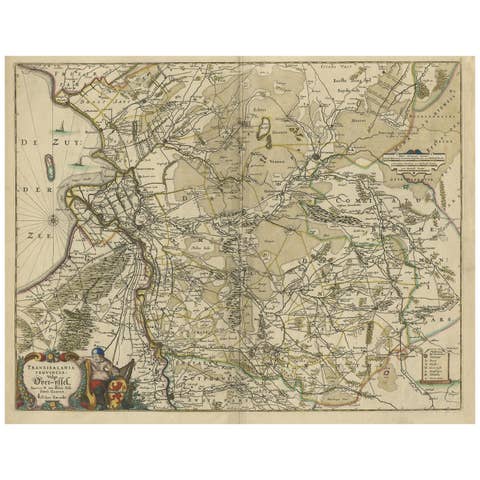 Attractive Original Map of the Province of Overijssel, the Netherlands, Ca.1700
