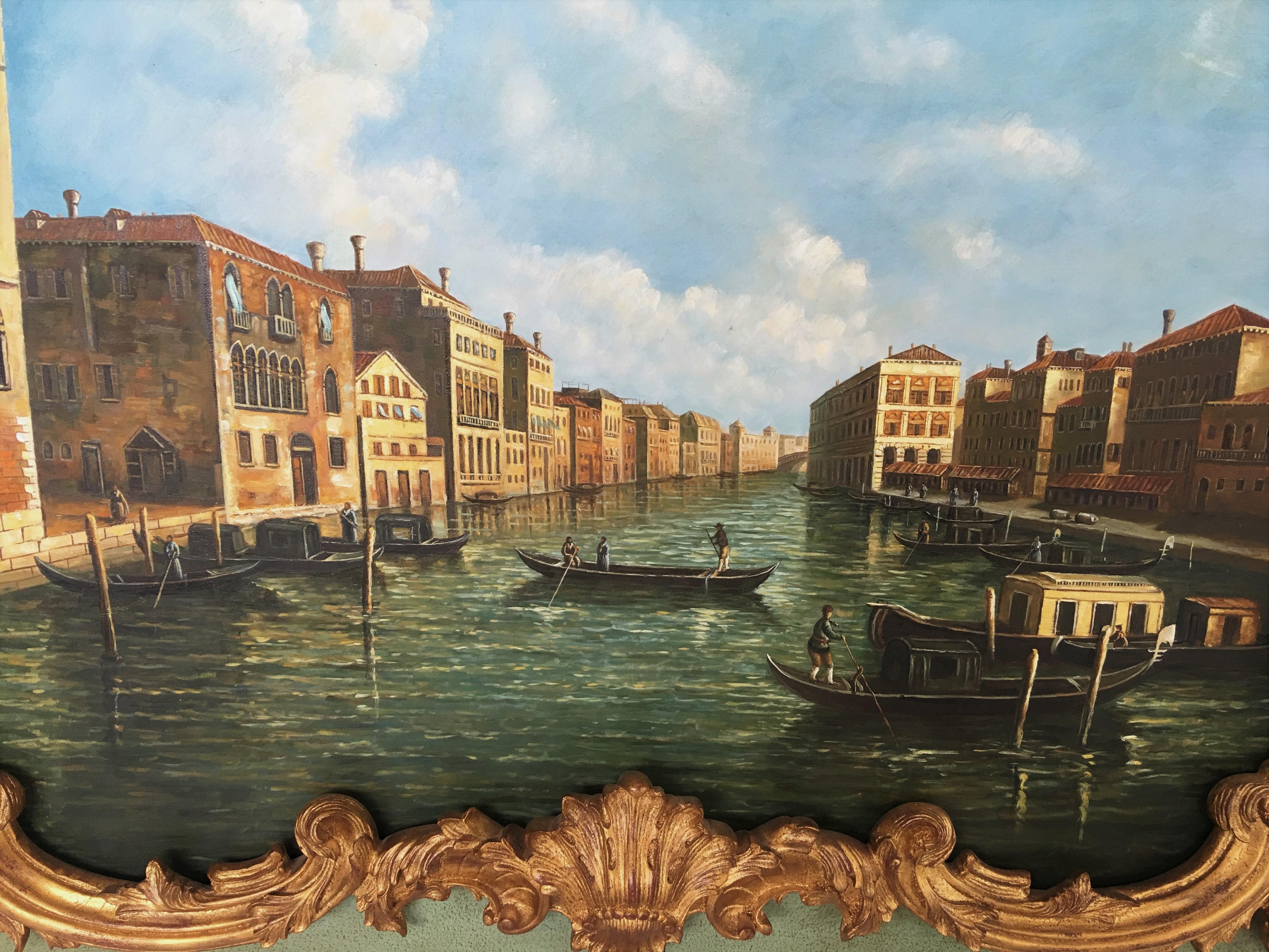 Attractive Pair of Large Oil Painted & Framed Overdoors/Paintings, Italy 1