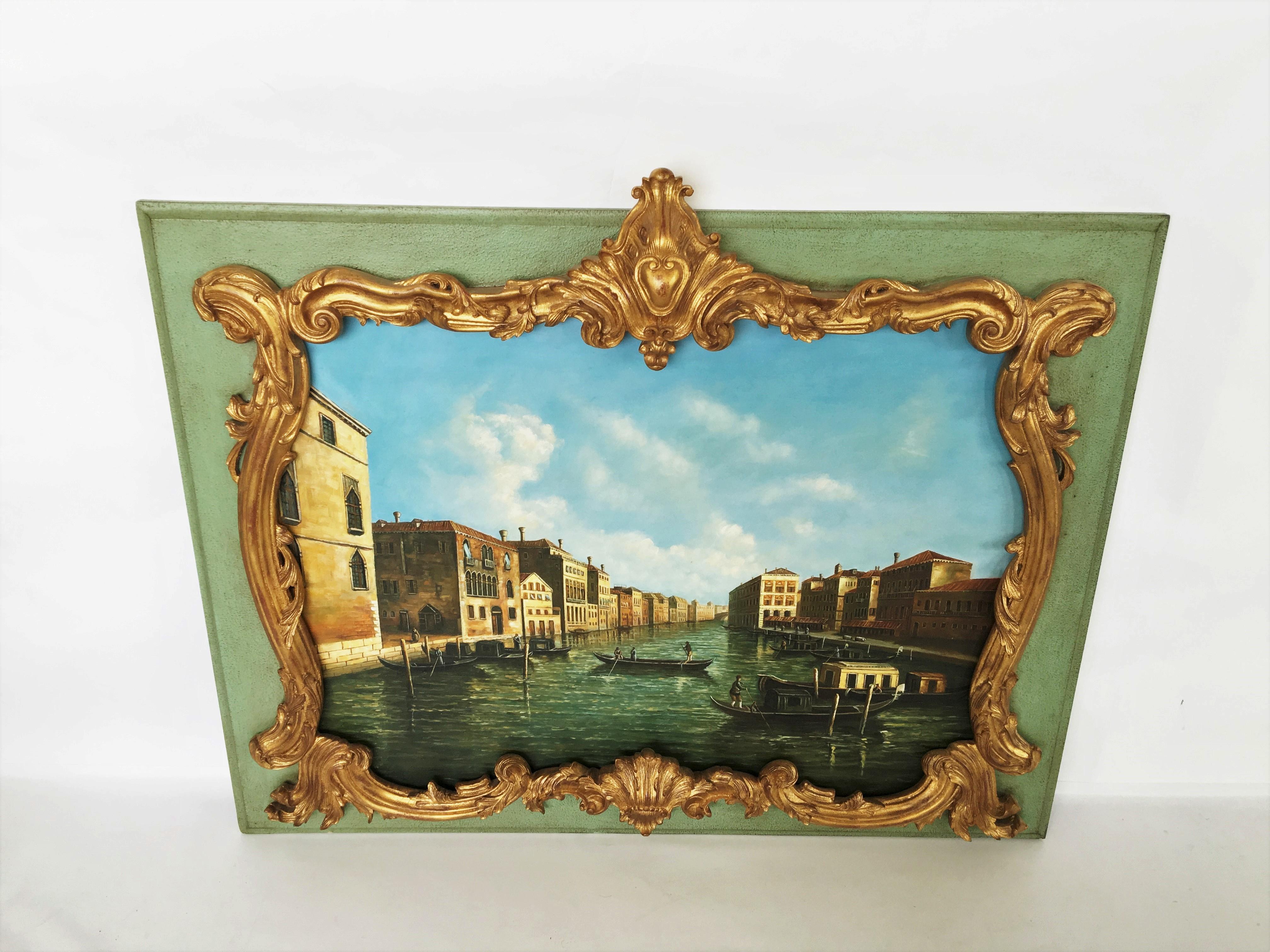 Attractive Pair of Large Oil Painted & Framed Overdoors/Paintings, Italy 2