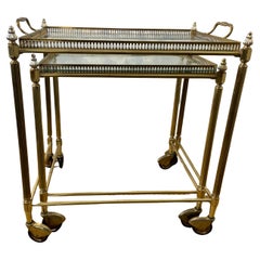 Attractive Pair of Nesting Serving Trolleys with Removable Tray, France, 1950s