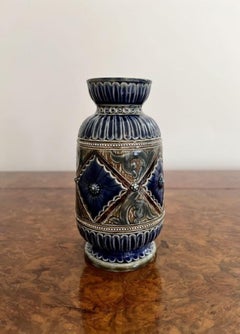 Attractive pair of quality antique Victorian Doulton Lambeth vases