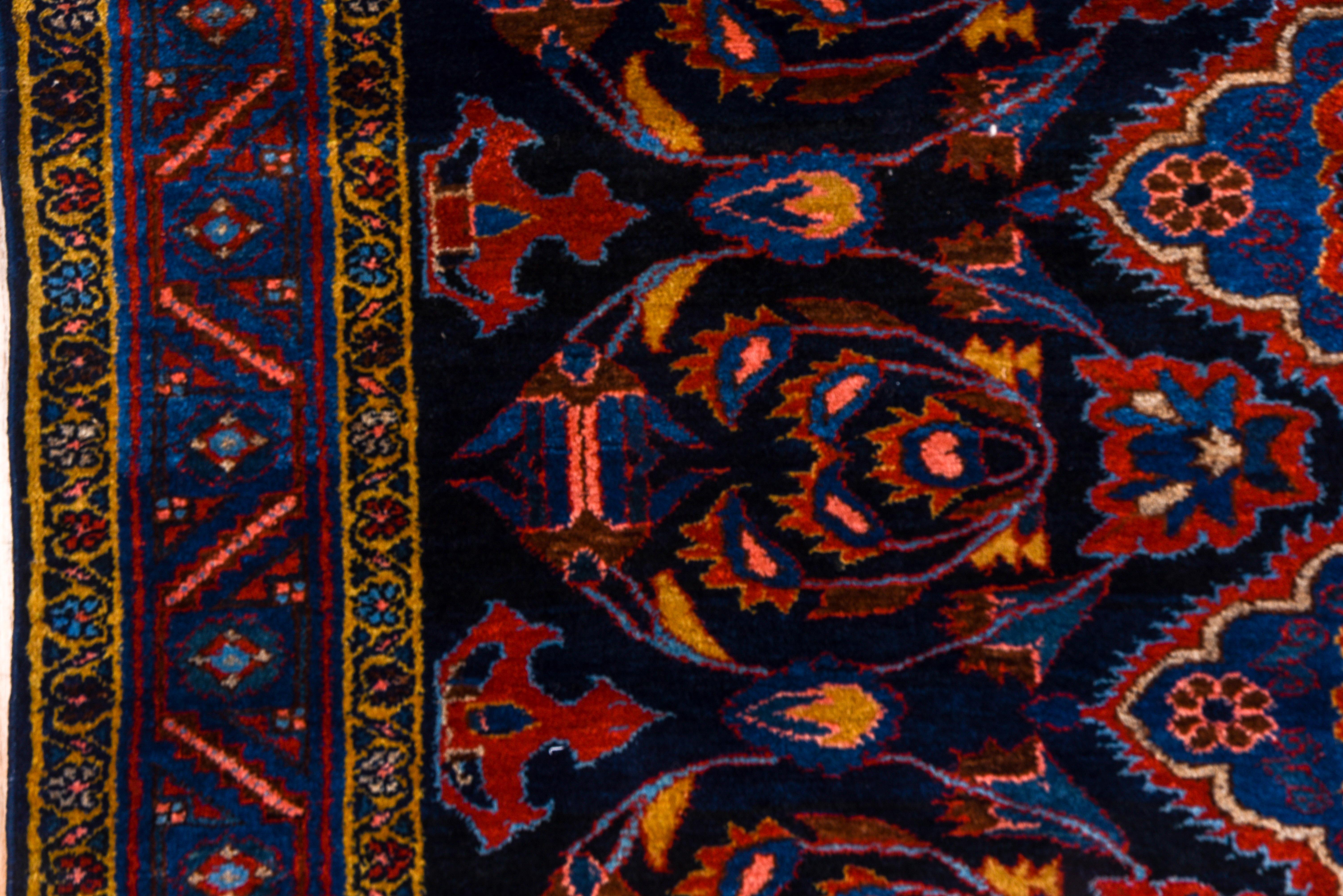 Attractive Persian Lilian Rug Navy Red & Royal Blue Allover Field, Bright Colors In Good Condition For Sale In New York, NY