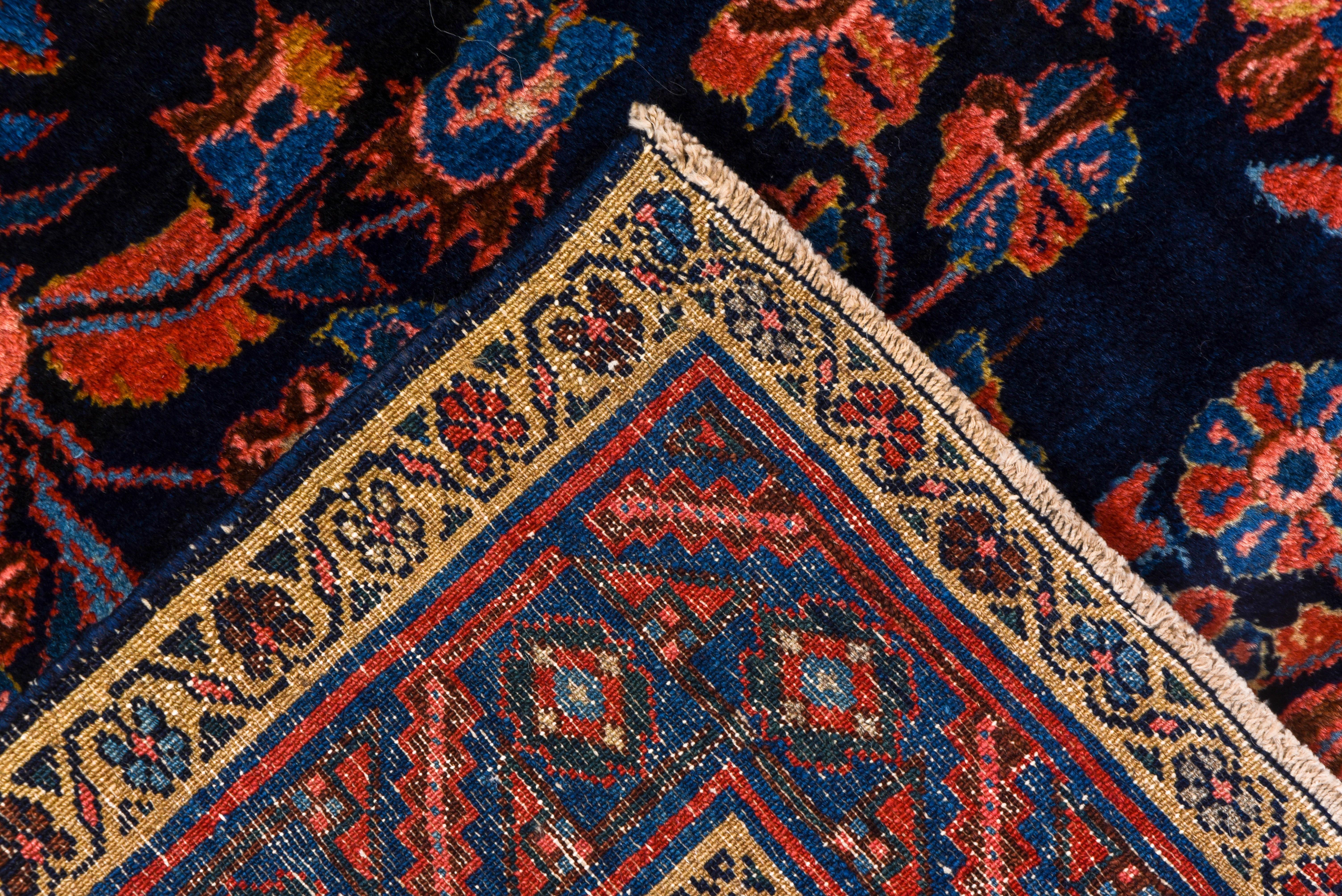 Attraktiver persischer Lilien-Teppich in Marineblau und Königsblau, leuchtende Farben (Handgeknüpft)