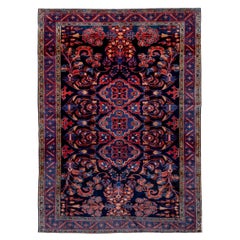 Vintage Attractive Persian Lilian Rug Navy Red & Royal Blue Allover Field, Bright Colors