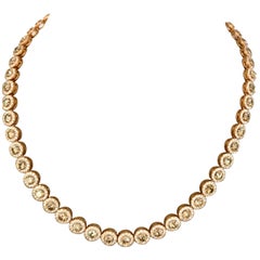 Attractive Pink Gold Champagne Diamond Necklace