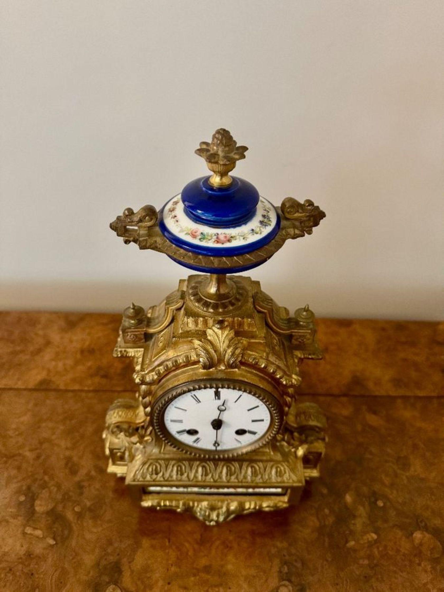 19th Century Attractive quality antique 19th century French ormolu mantle clock For Sale