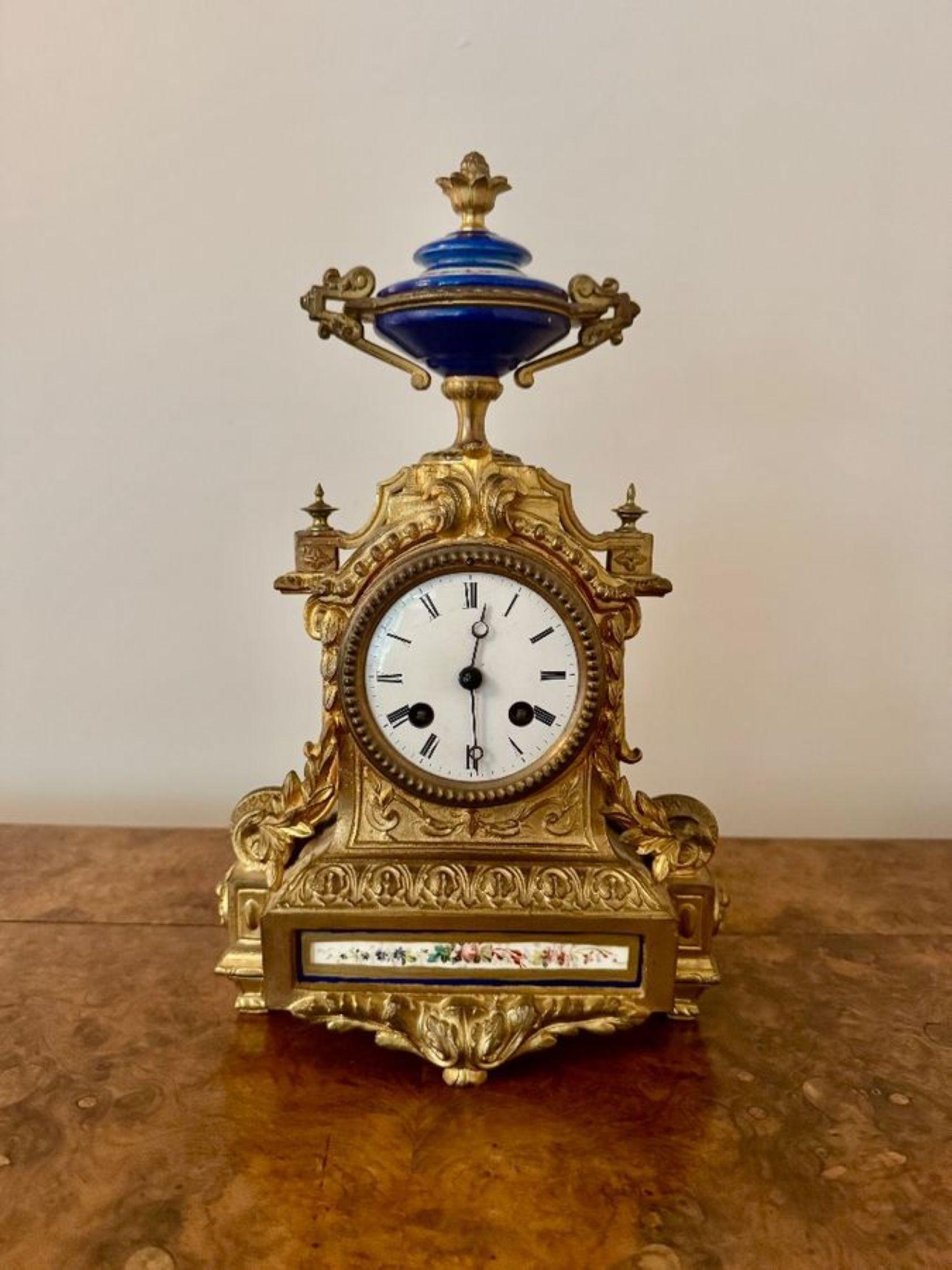 Attractive quality antique 19th century French ormolu mantle clock For Sale 2