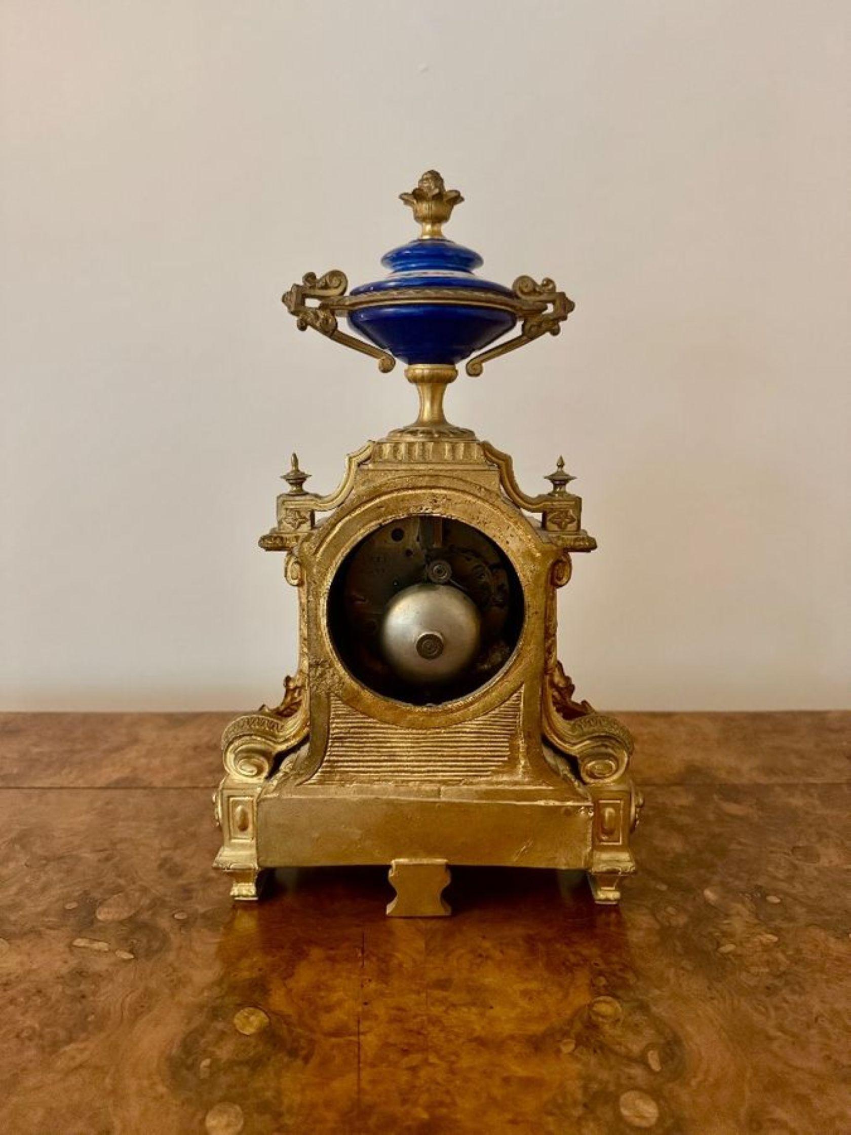 Attractive quality antique 19th century French ormolu mantle clock For Sale 3