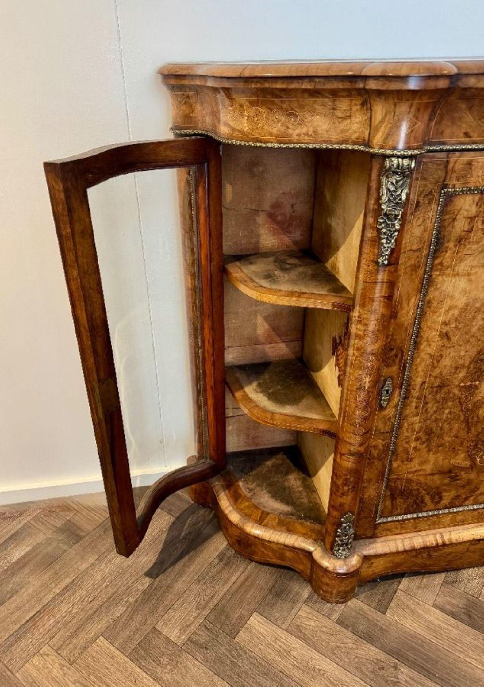 Attractive quality pair of antique Victorian burr walnut side cabinets For Sale 7