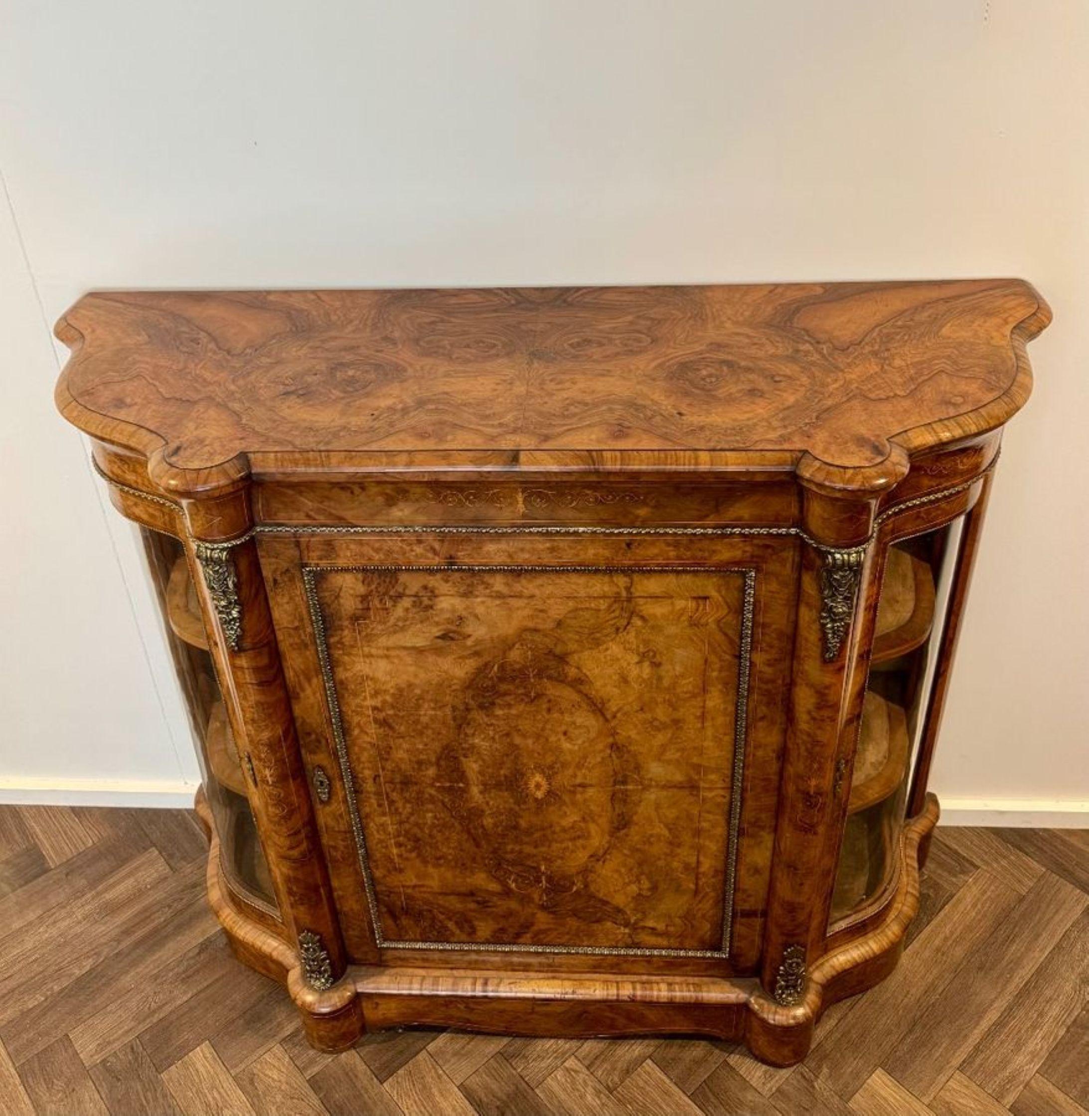 19th Century Attractive quality pair of antique Victorian burr walnut side cabinets For Sale