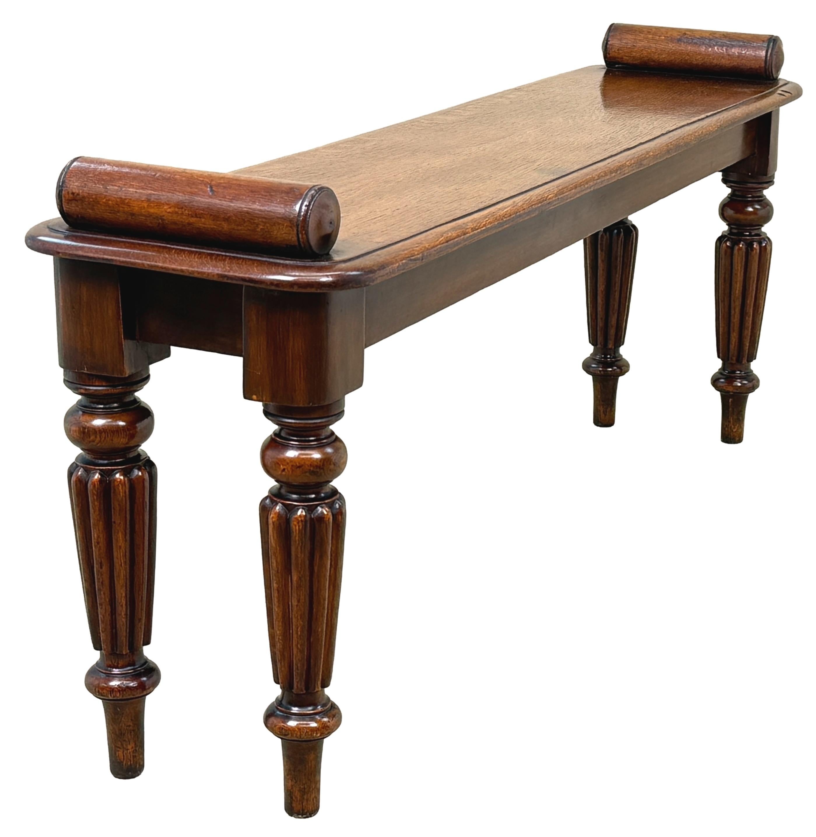 Attractive Regency Oak Window Seat Hall Bench For Sale 1
