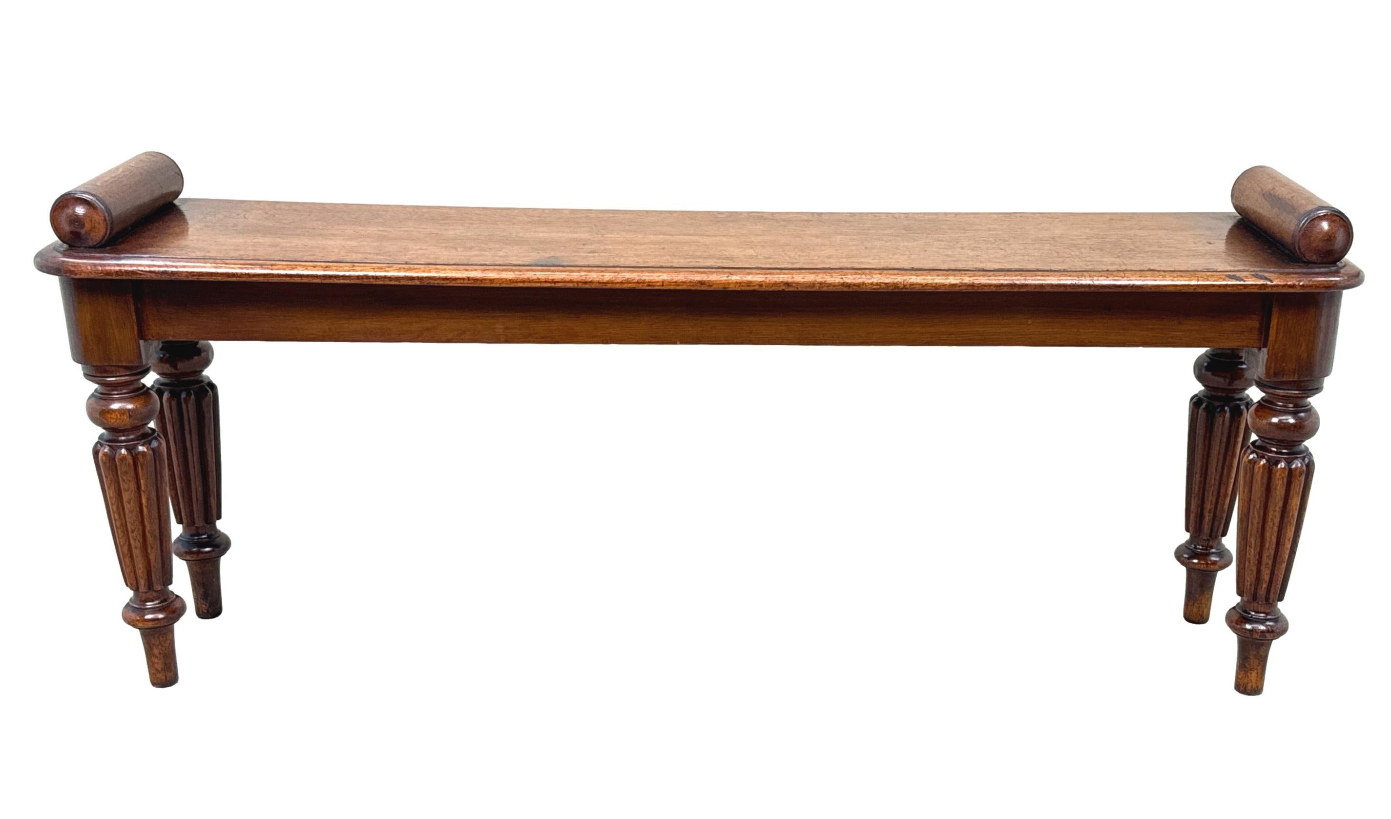 Attractive Regency Oak Window Seat Hall Bench For Sale 4