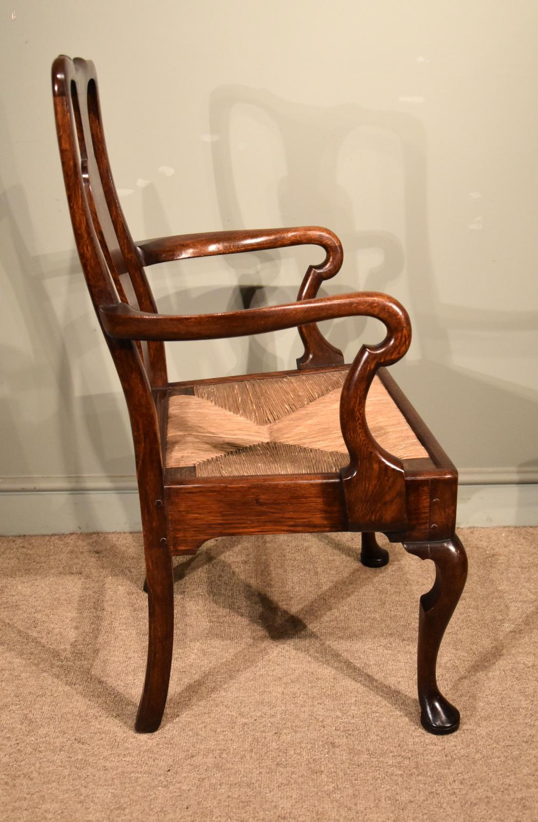 Mid-18th Century Attractive Set of Eight George II Oak Dining Chairs