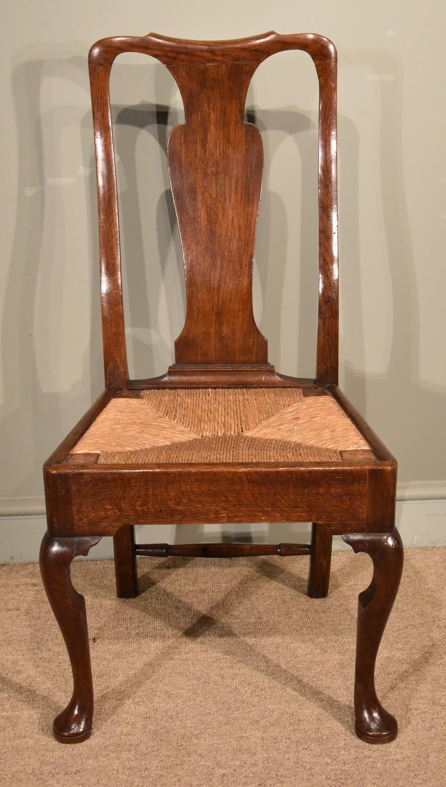 Attractive Set of Eight George II Oak Dining Chairs 3