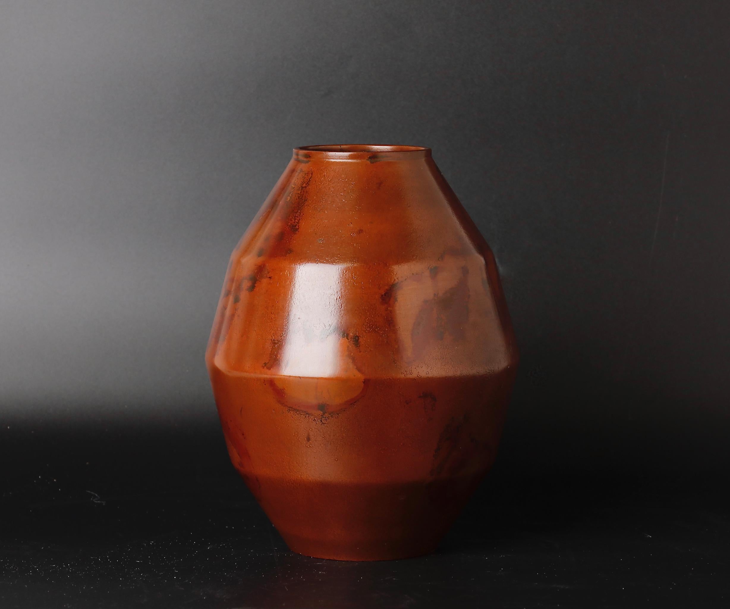 Attractive Shape Signed by Yamamoto Houzan Bronze Vase In Good Condition In Fukuoka, JP