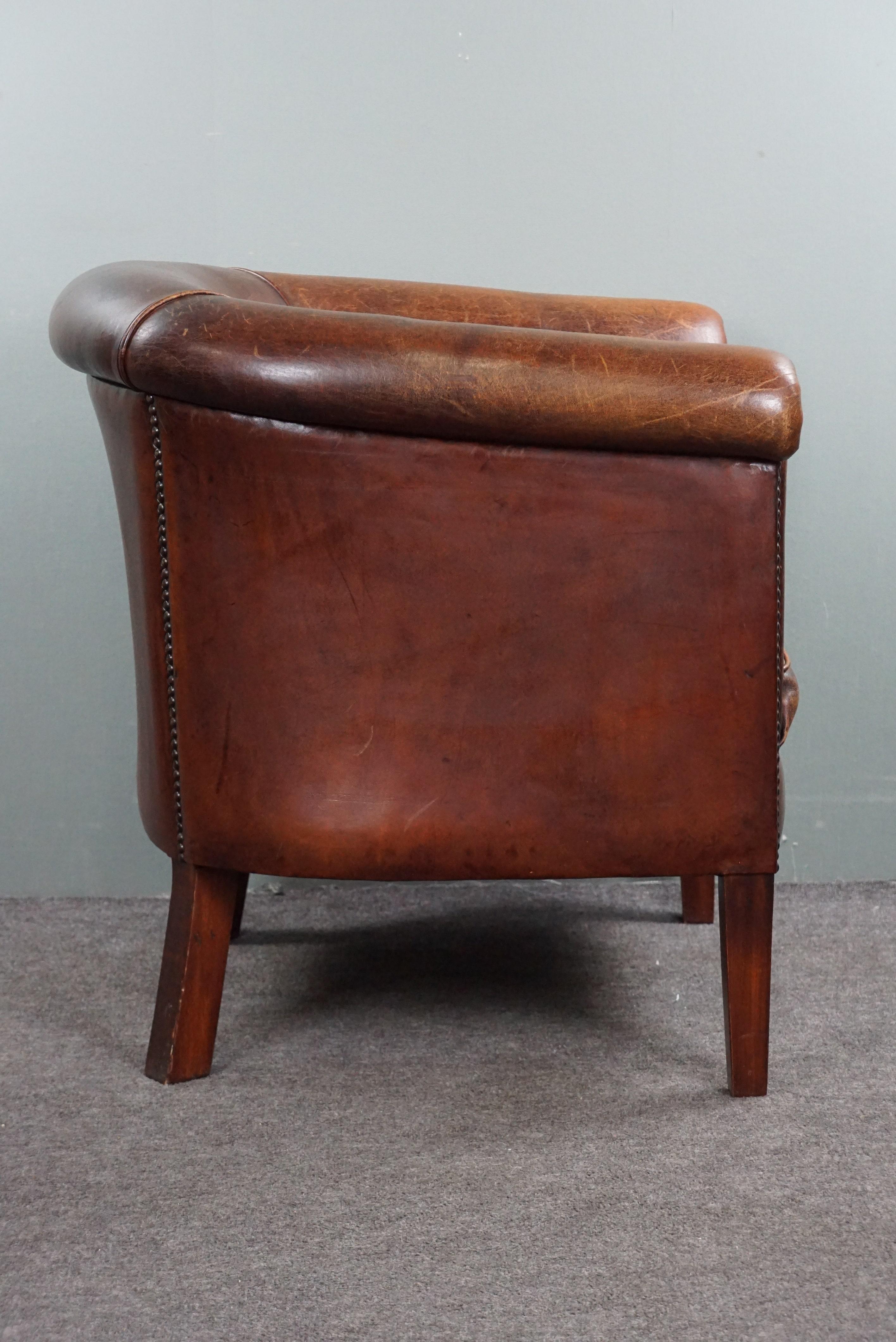 Hand-Crafted Attractive sheepskin leather club chair For Sale