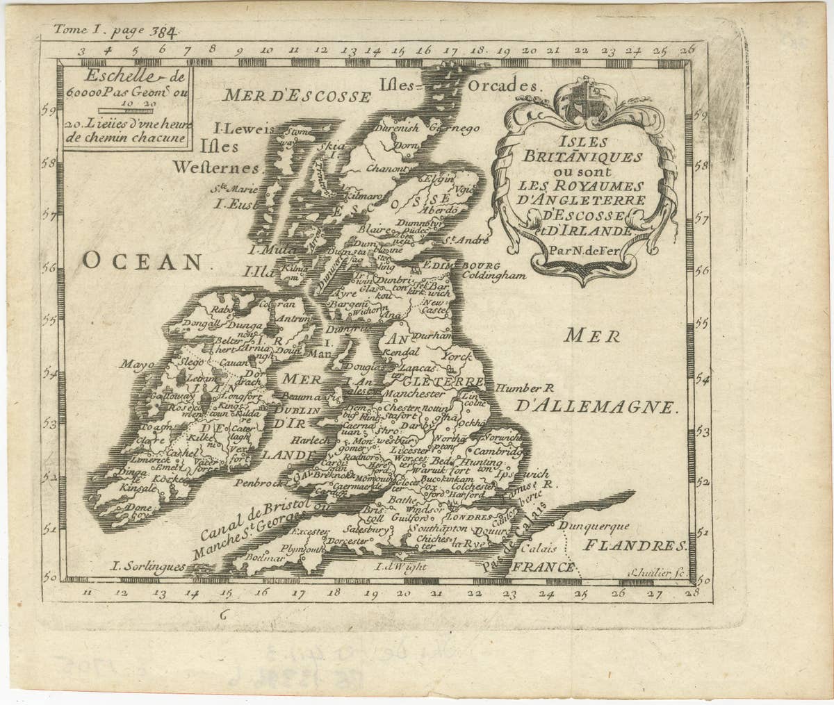 Attractive Small Map of the British Isles with Decorative Cartouche