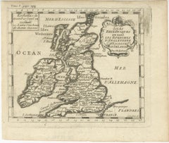 Attractive Small Map of the British Isles with Decorative Cartouche