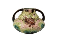 Attractive stag beetle ceramic flower handle vase, 1900, Art Nouveau, France